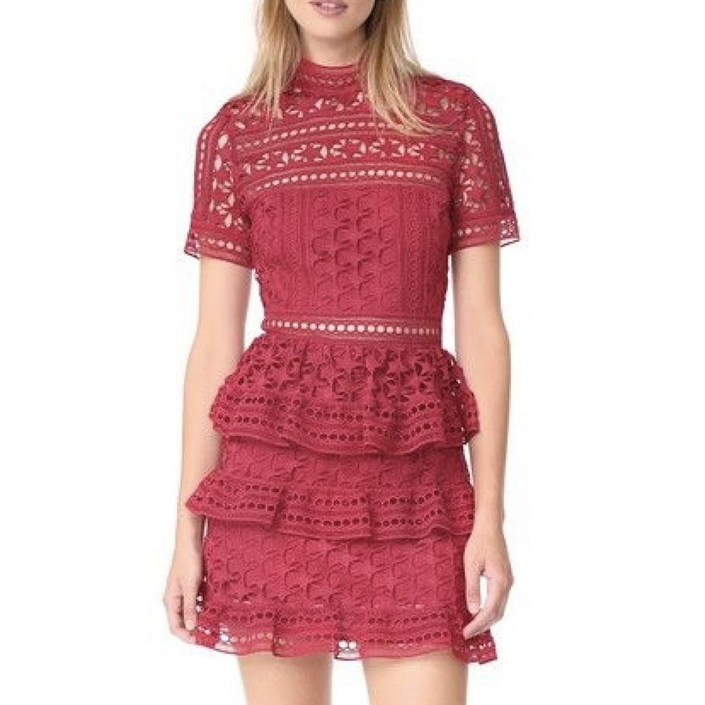 Self-portrait size 0 red cake layered Star dress